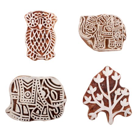 Set of 4 Piece New Mix Wooden Printing Block